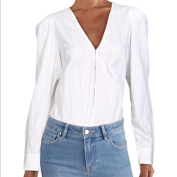 Danielle Bernstein Size Small Deep V White Bodysuit. - Picture 4 of 8